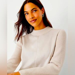 NWT Ann Taylor Faux Suede Mixed Media Sweater Jacket